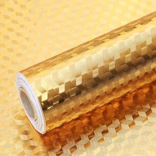 Aluminium Foil Gold Checks Wallpaper