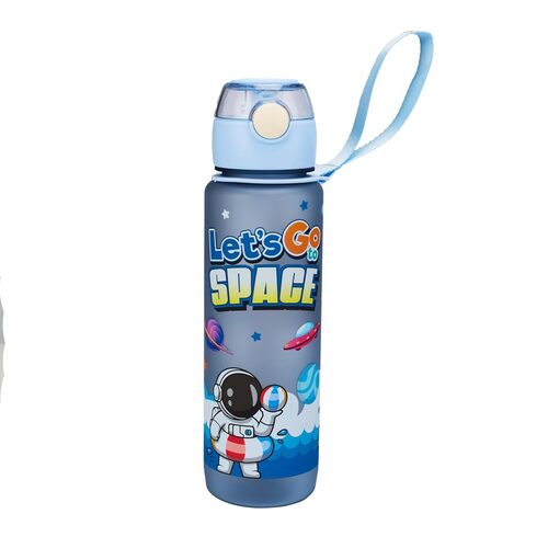 CHERRYBOX KIDS SPACE SIPPER WATER BOTTLE - Plastic, 7 x 25 cm, Multi Color | Leakproof, 650 ML Capacity, Cute Astronaut Design, Easy Open End, Portable with Strap