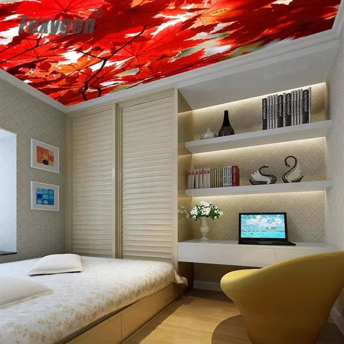 3D Yellow Tree With Sky Stretch Ceiling