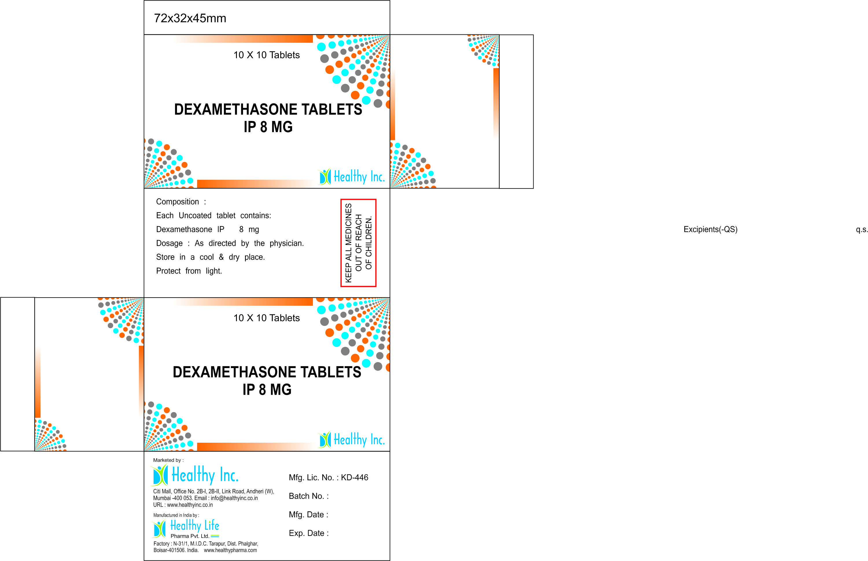 Dexamethasone Tablets - 0.5mg, 1mg, 2mg, 4mg, 8mg | Solid Form, High Purity, Medicine Grade, Dry Storage, Effective For Various Disorders