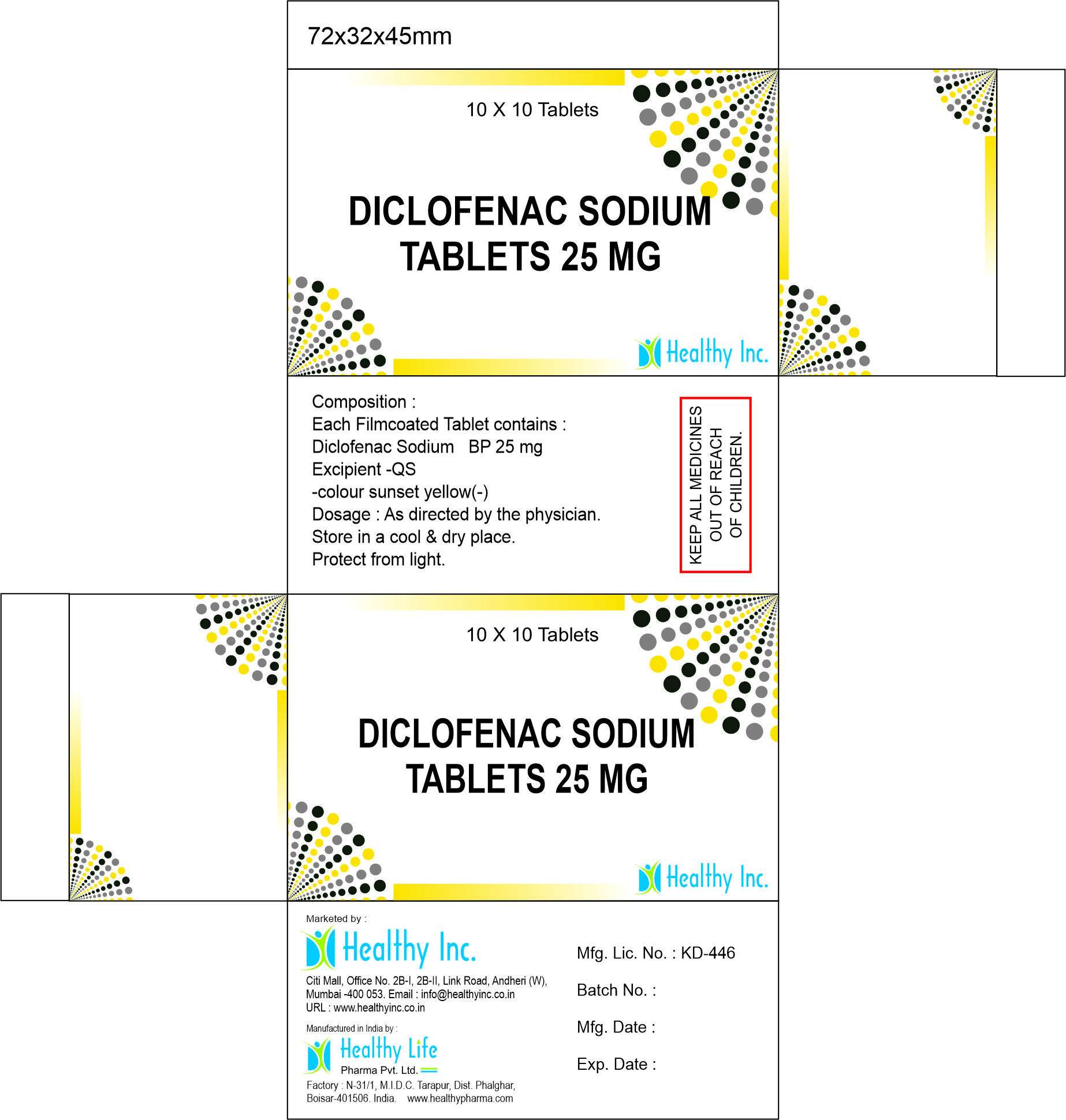 Diclofenac Sodium Tablet 25mg - Drug Type: Generic Drugs