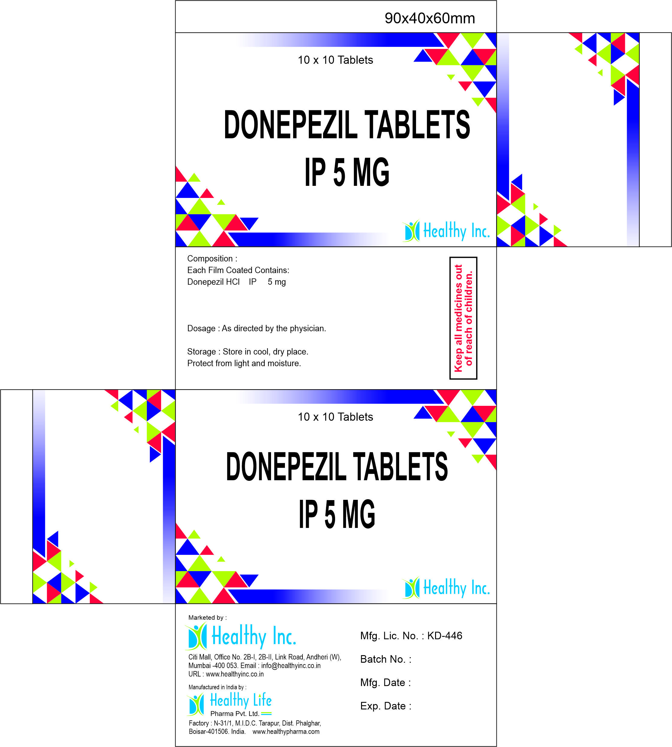 Donepezil Tablet 5mg - Expiration Date: 2 Year Years