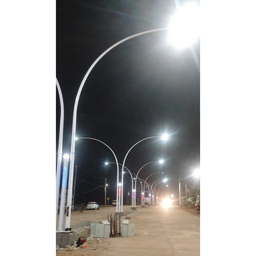 Curve Type Conical Lighting Pole - Color: White