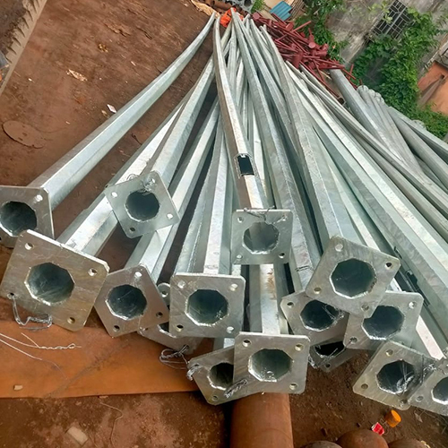 Hot Dip Galvanized Octagonal Lighting Pole - Mild Steel, Silver Color, LED Lighting | Versatile Indoor & Outdoor Industrial Use, Enhanced Stability & Wind Resistance