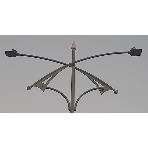 Sword Type Double Arm Pole - Mild Steel, Round Design | Silver Finish for Industrial Applications