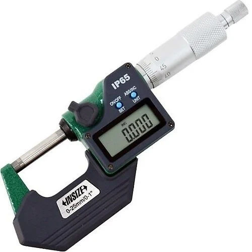 3108-25A Insize 0-25 Waterproof Digital Outside Micrometer - Color: Green