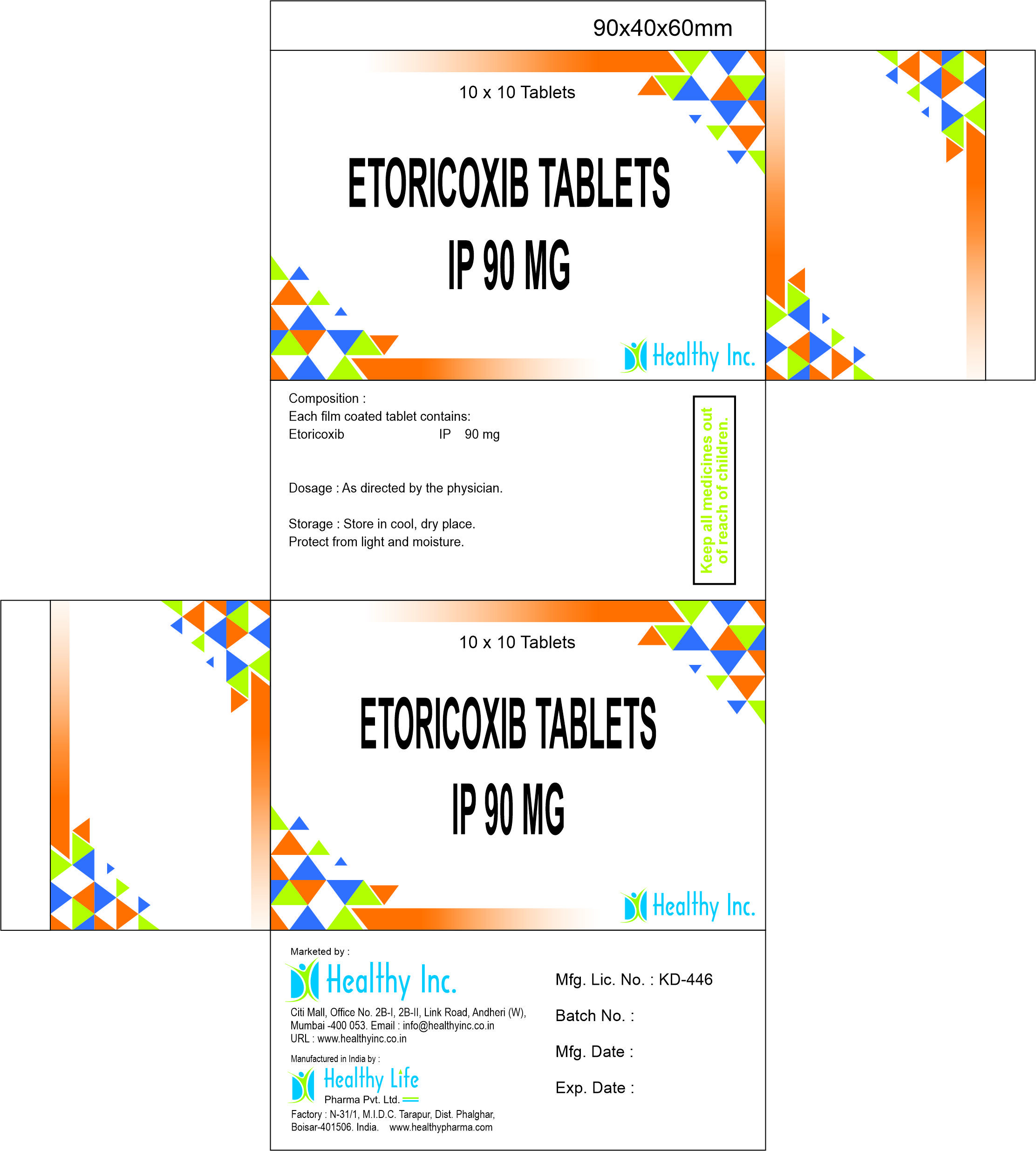 Etoricoxib Tablet 90mg - Drug Type: Generic Drugs