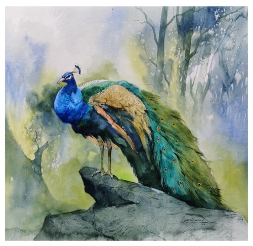 Peacock Wall Painting for Home Decoration