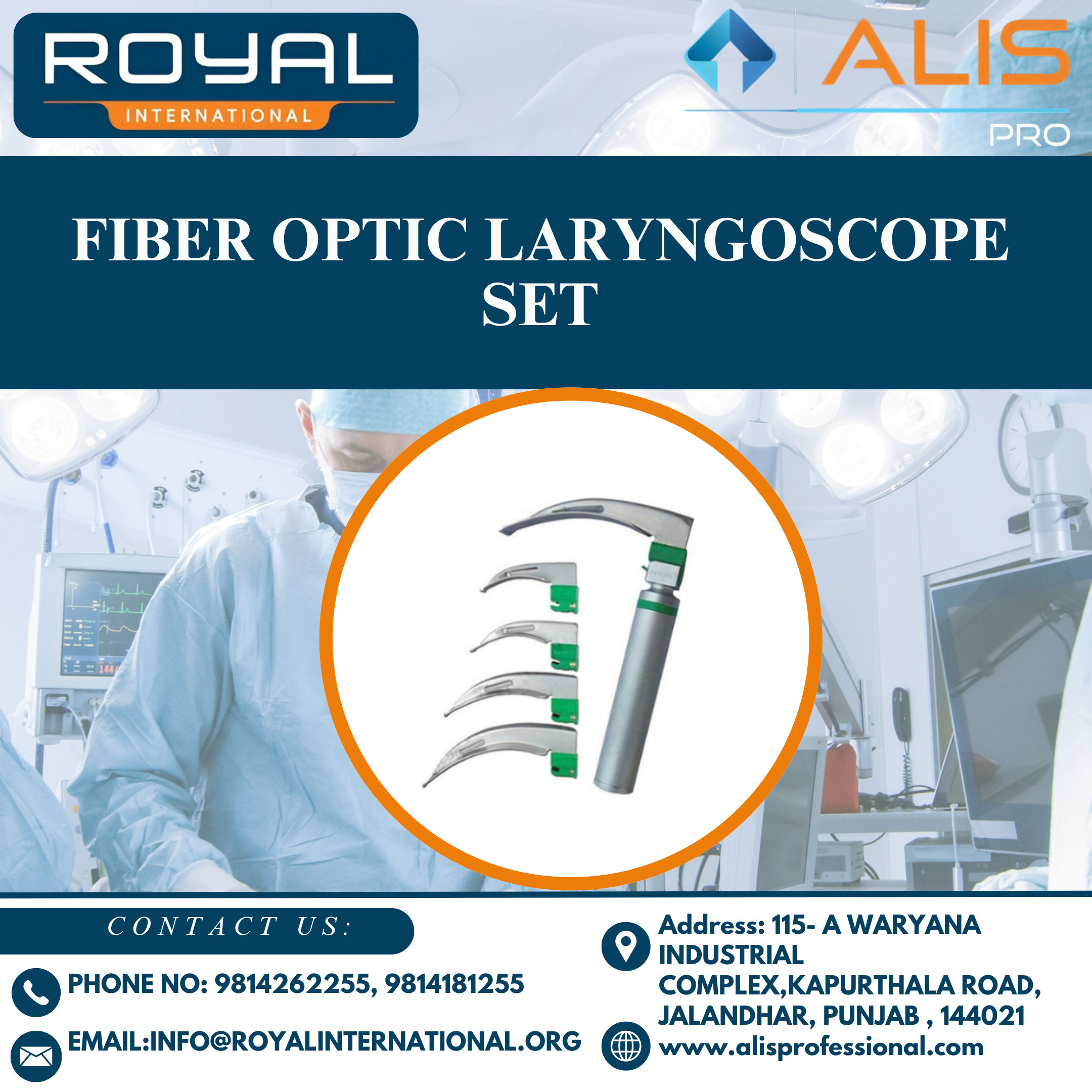 Fiber Optic Laryngoscope Set - Material: Stainless Steel