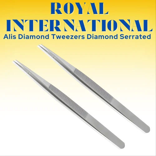 Diamond Serrated Diamond Tweezers - Color: Silver