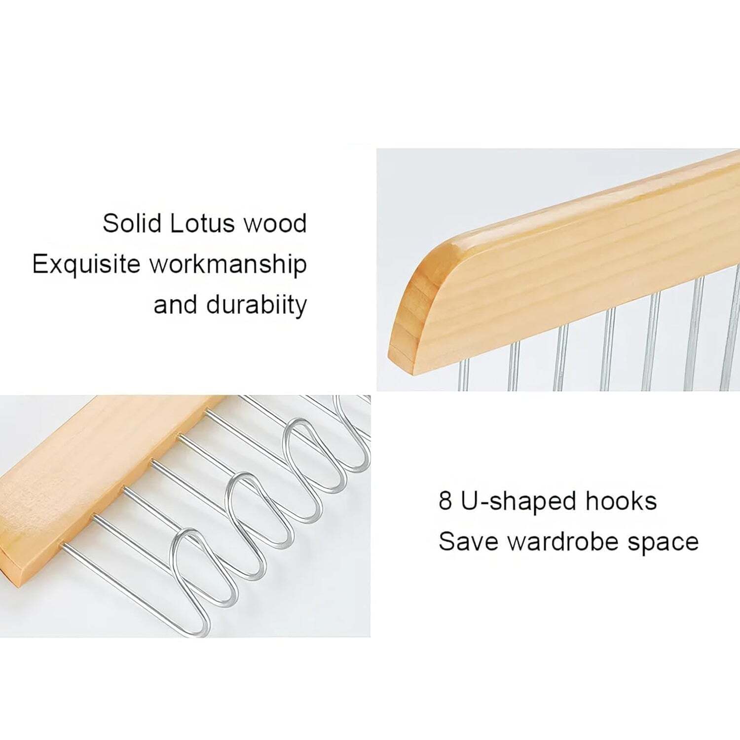 Space Saving 8 Hooks Wooden Hanger