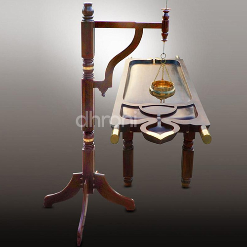 Wooden Dharapathi Sirodhara Stand - Color: Brown