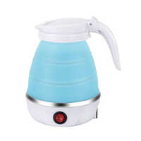 Silicon Foldable Travel Kettle - Color: White And Blue
