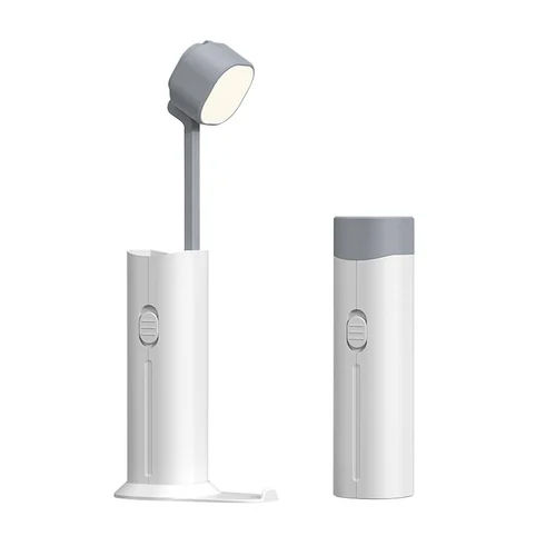 Rechargeable Led Table Flashlight Eye Protection Table Lamp Power Bank - Color: White