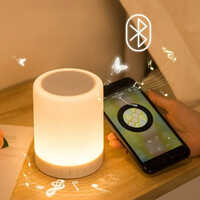 Touch Lamp With Speaker - Durable Plastic, Cylindrical Shape, Sleek White Color | Wireless Speaker, Adjustable Brightness, Touch Controls
