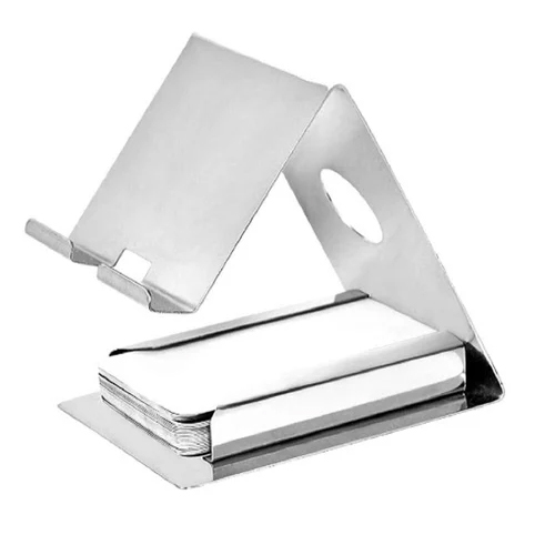 Ss Mobile Stand - Stainless Steel, Rectangular Shape, Silver Finish | Includes Convenient Card Holder Slot for Easy Access to Credit Cards and IDs