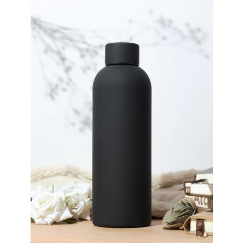 Black Matte Finish Stainless Steel Water Bottle - Capacity: 500 Milliliter (Ml)