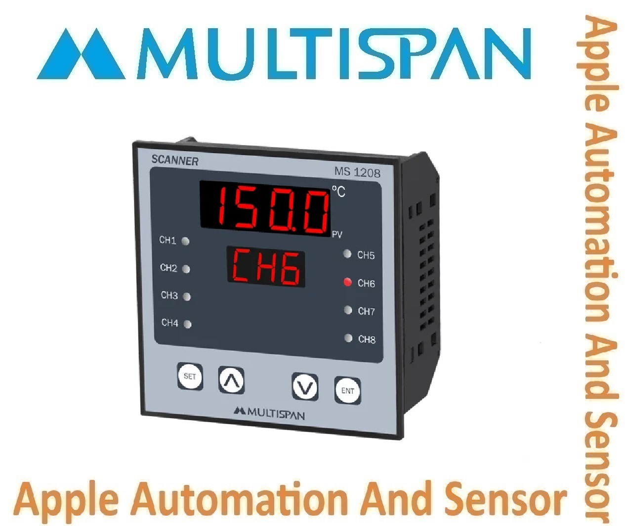 Ms-1208a Multispan Process Scanner And Data Logger - 8 Channel, Double Display Universal Input Pid Controller, Dual Relay Functions