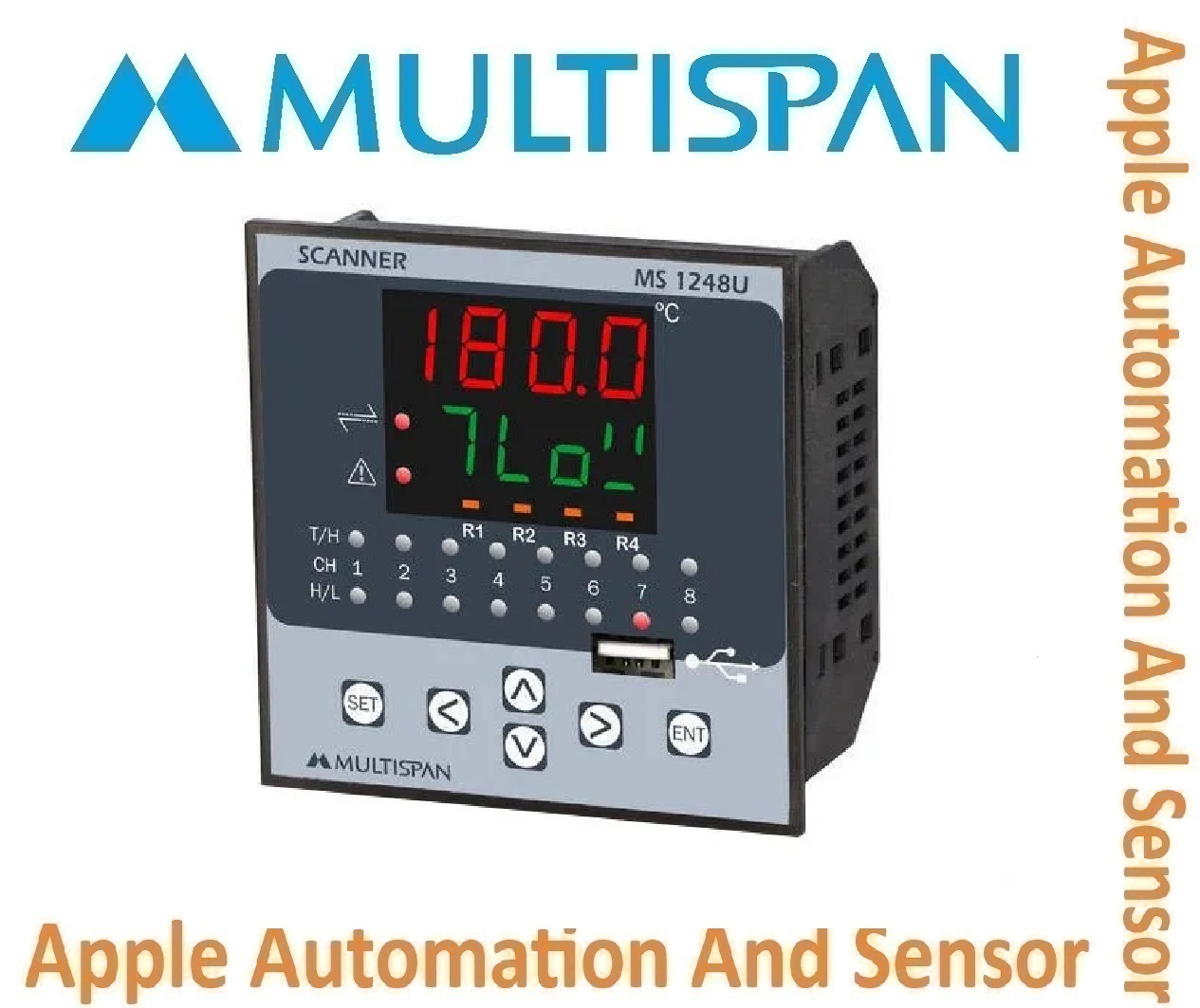Ms-1248u Multispan Process Scanner And Data Logger - 8 Channel, Double Display Universal Input Pid Controller, Double Relay System