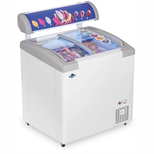 185Ltr Curved Glass Green Freezer