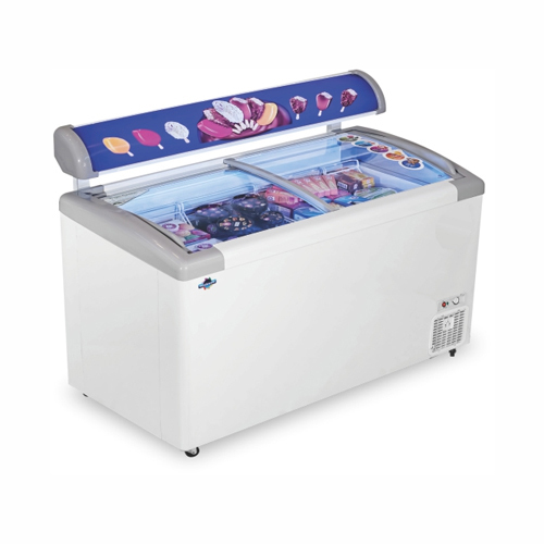 475Ltr Curved Glass Green Freezer