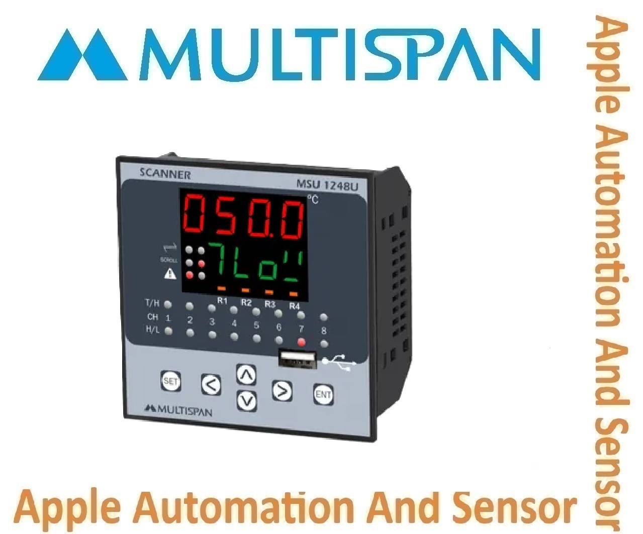 Msu-1248u-m1 Multispan Process Scanner And Data Logger - 8 Channel, Double Display, Universal Input Pid Controller, Dual Relay Output