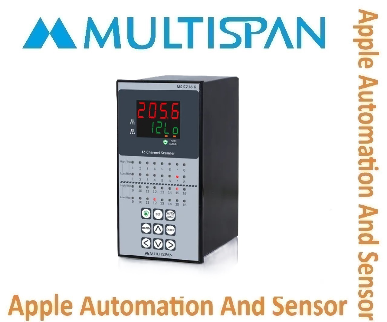 Ms-5716 Multispan Process Scanner & Data Logger - 16 Channel, Universal Input Pid Controller With Double Display, Double Relay Configuration