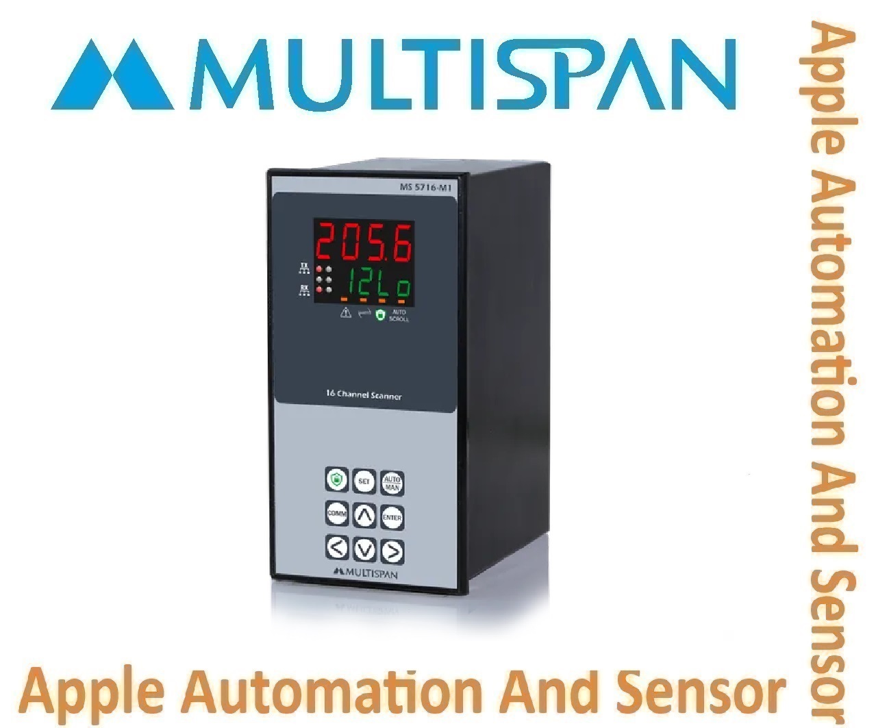 Ms-5716r Multispan Process Scanner & Data Logger - 16 Channel, Double Display Universal Input Pid Controller, Dual Relay Output