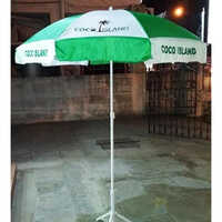 Green Promotional Garden Umbrella - Polyester, Different Sizes Available, Green And White | Foldable Design With Metal Handle For Easy Carrying