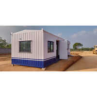 Portable Site Office Cabin - Steel Structure, White Blue Finish | Sliding Steel Windows, Steel Door, Mild Steel Roof