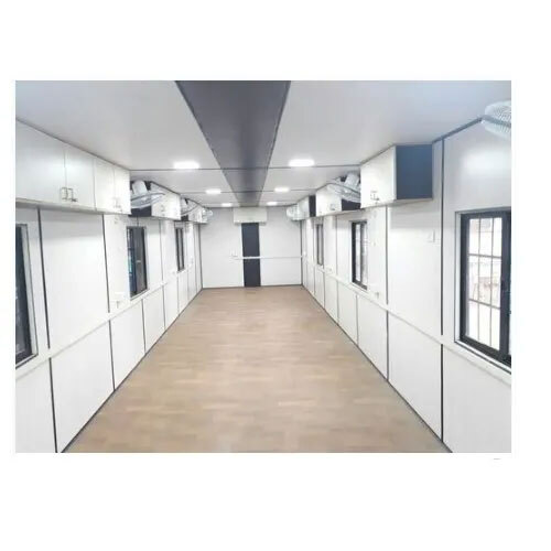 Gi Portable Site Office Cabin - Steel Material, White Color | Sliding Alloy Aluminum Windows, Mild Steel Roof, Secure Steel Door