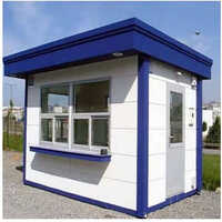 Mild Steel Portable Cabin - Steel Structure, Sliding Aluminum Windows, White Blue Finish | Versatile Use: Office, Guard House, Residential
