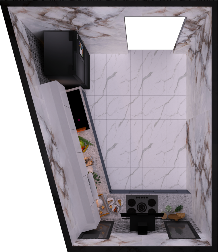 L Shape Modular Kitchen - Color: Blue