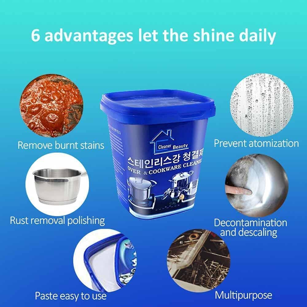 Stainless Steel Cleaning Paste - 400 Gm | Waterless Eco-friendly Strong Decontamination For Kitchen Utensils & Cookware