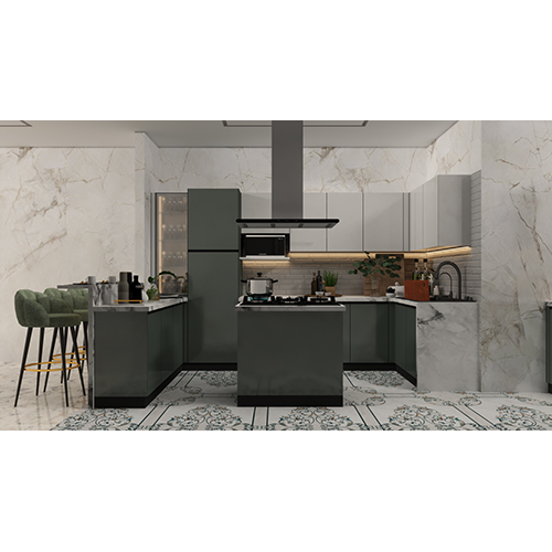 Island Modular Kitchen - Color: Olive Green