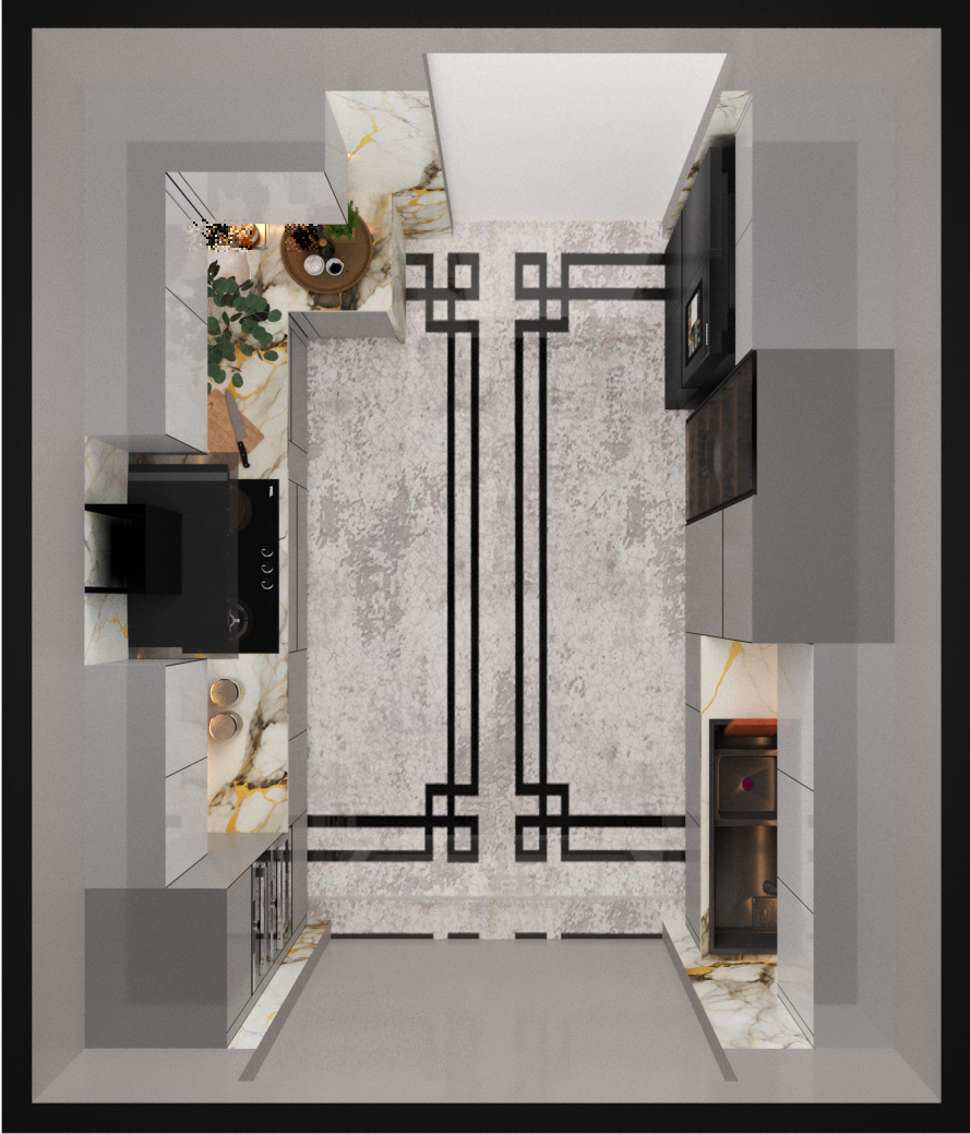 Parallel Modular Kitchen - Color: Gray And White