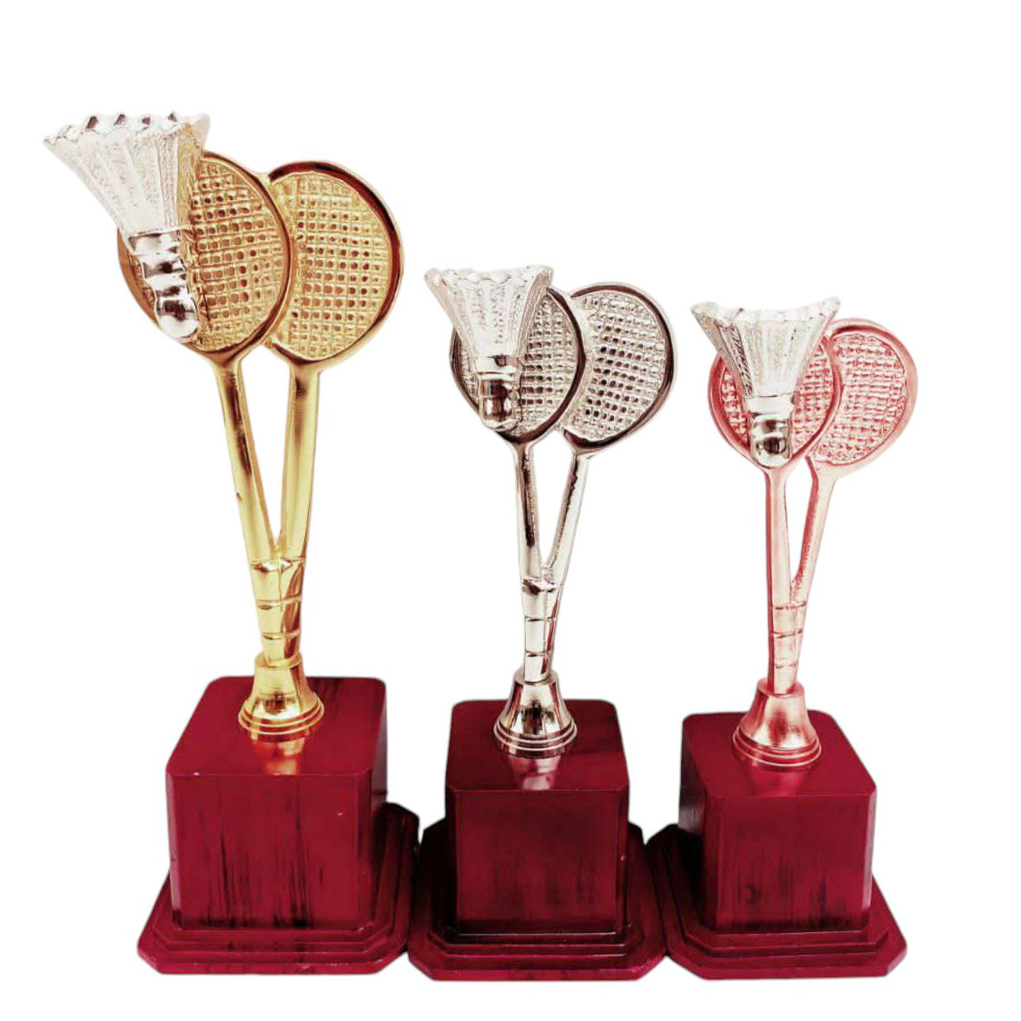 Metal Badminton Trophy Award #0401 - Color: Various Colors