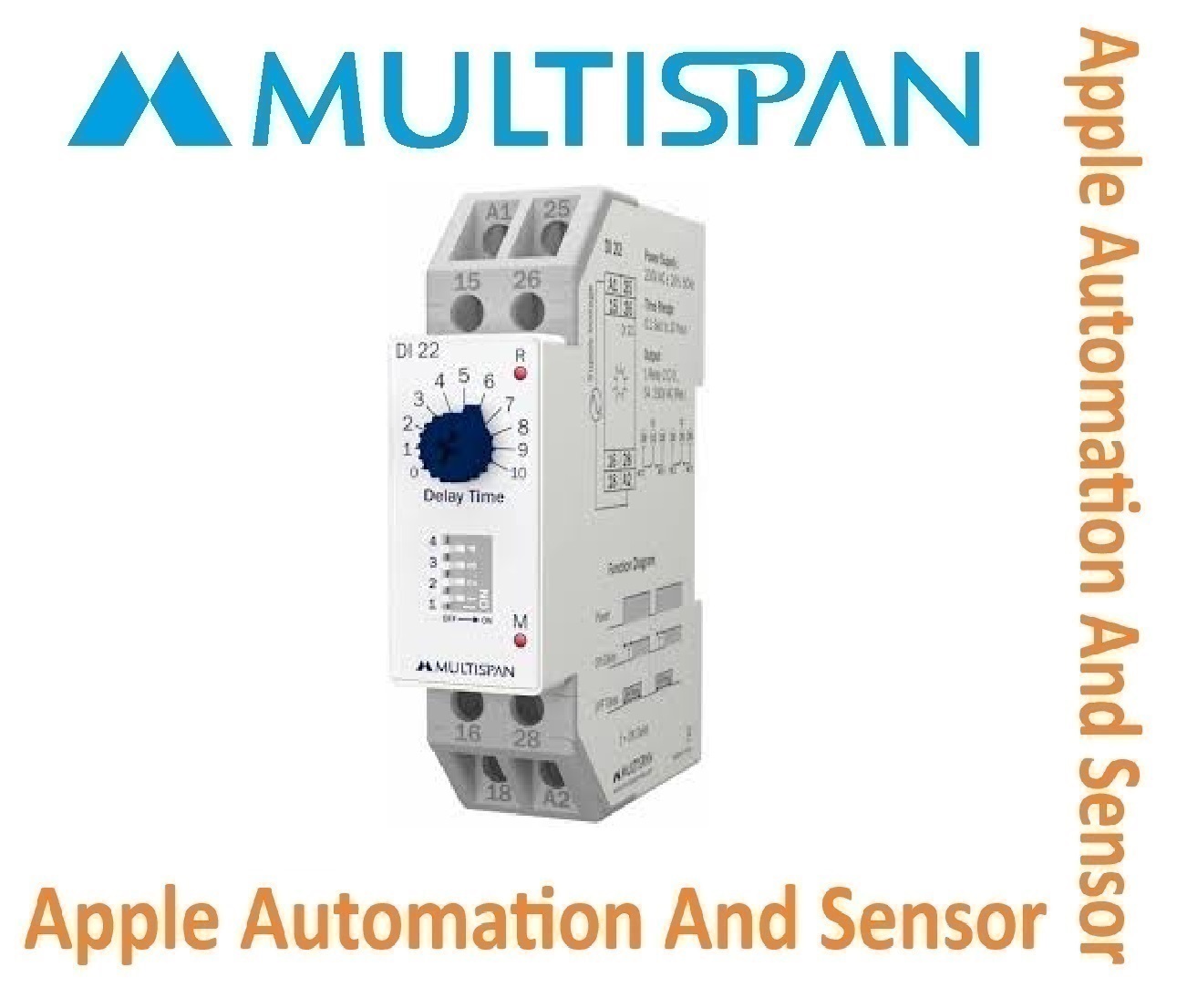 Din-63c Multispan Din Rail Display Timer - Analog Timer, Double Display Universal Input Pid Controller, Double Relay, 4+4 Digit