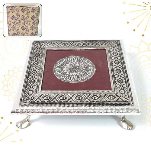 Silver - Square Pooja Chowki Patlas