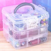 18 Grid Jewellery Box - 16x10x12 Cm | Durable Pp Plastic, Adjustable Compartments, Multi-layer Design, Secure Locking System, Transparent Storage