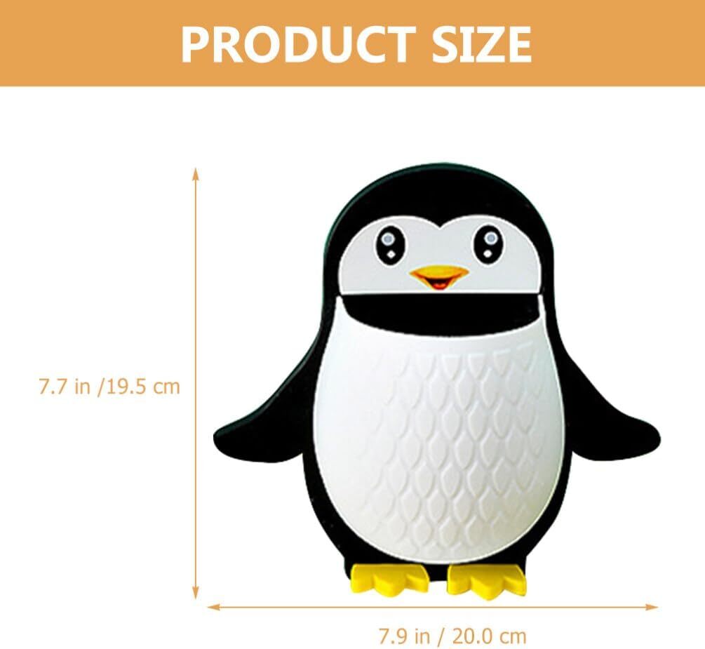 Wall Mounted Penguin Design Toothpaste Holder - Plastic 7.8x1x7.8 Cm | Cute Animal Toothbrush Holder Versatile Phone & Remote Controller Organizer