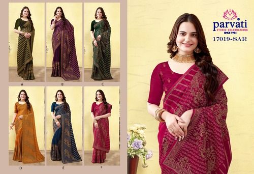 Parvati Multicolor Chiffon Saree -17019