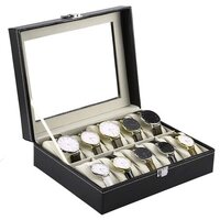 10 Slot Watch Box Organizer - Pu Leather, 20x25x8 Cm | Elegant Design, Sturdy Lock, Multiple Pillow Lined Compartments For Safe Display
