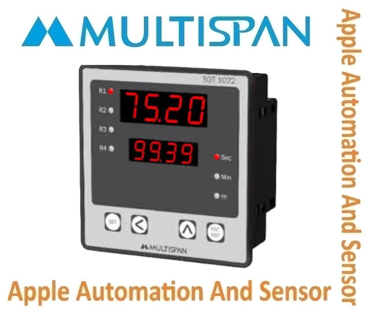 Sqt-1044 Multispan Sequential Timer - Double Display, Universal Input Pid Controller, 4+4 Digit, Dual Relay Output, 1 Year Warranty | Process Control, Heat Monitoring, Alarm Function