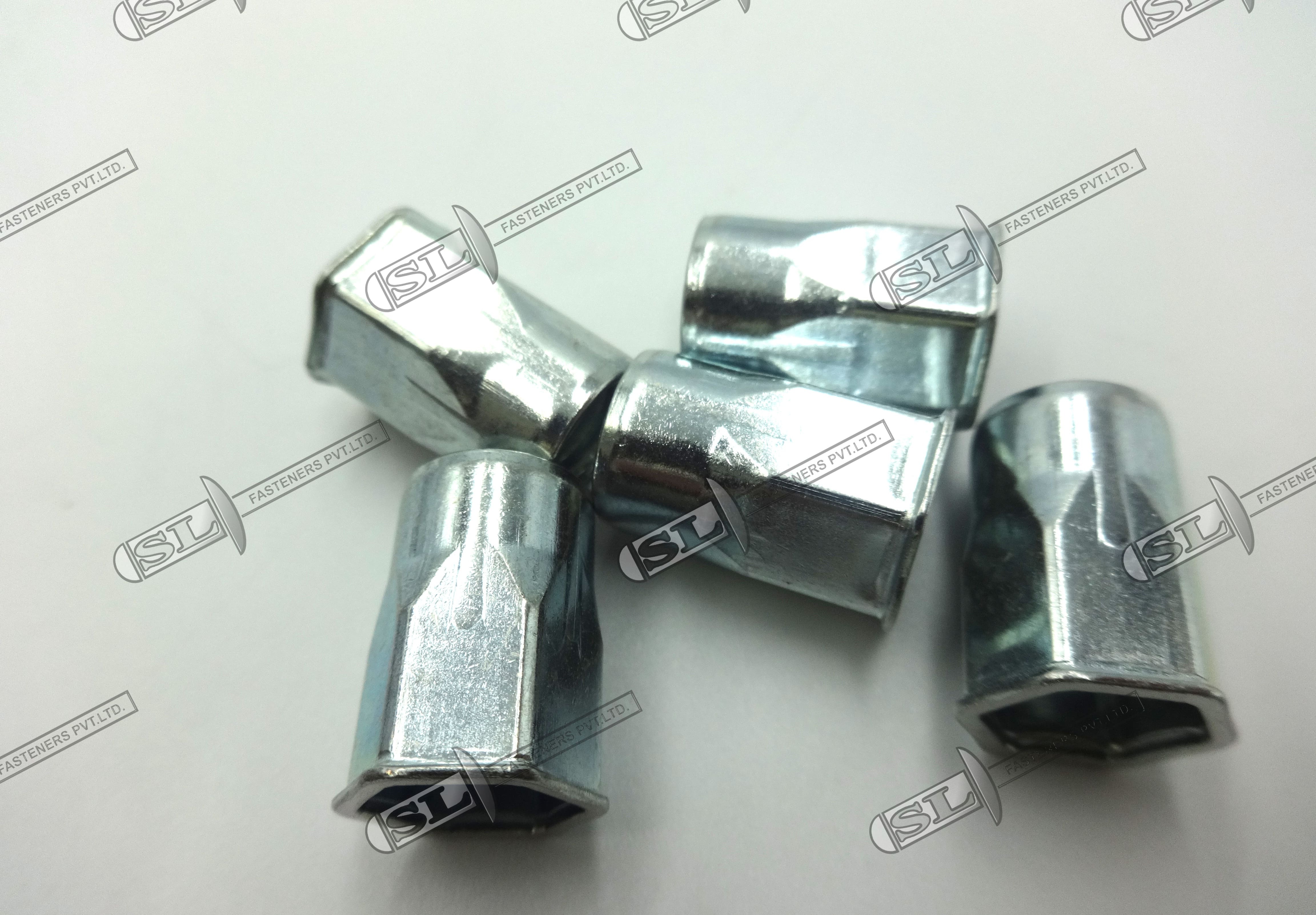 Open End Blind Rivet Nut - Reduced Head Semi Hex Body (Steel) - Color: Silver