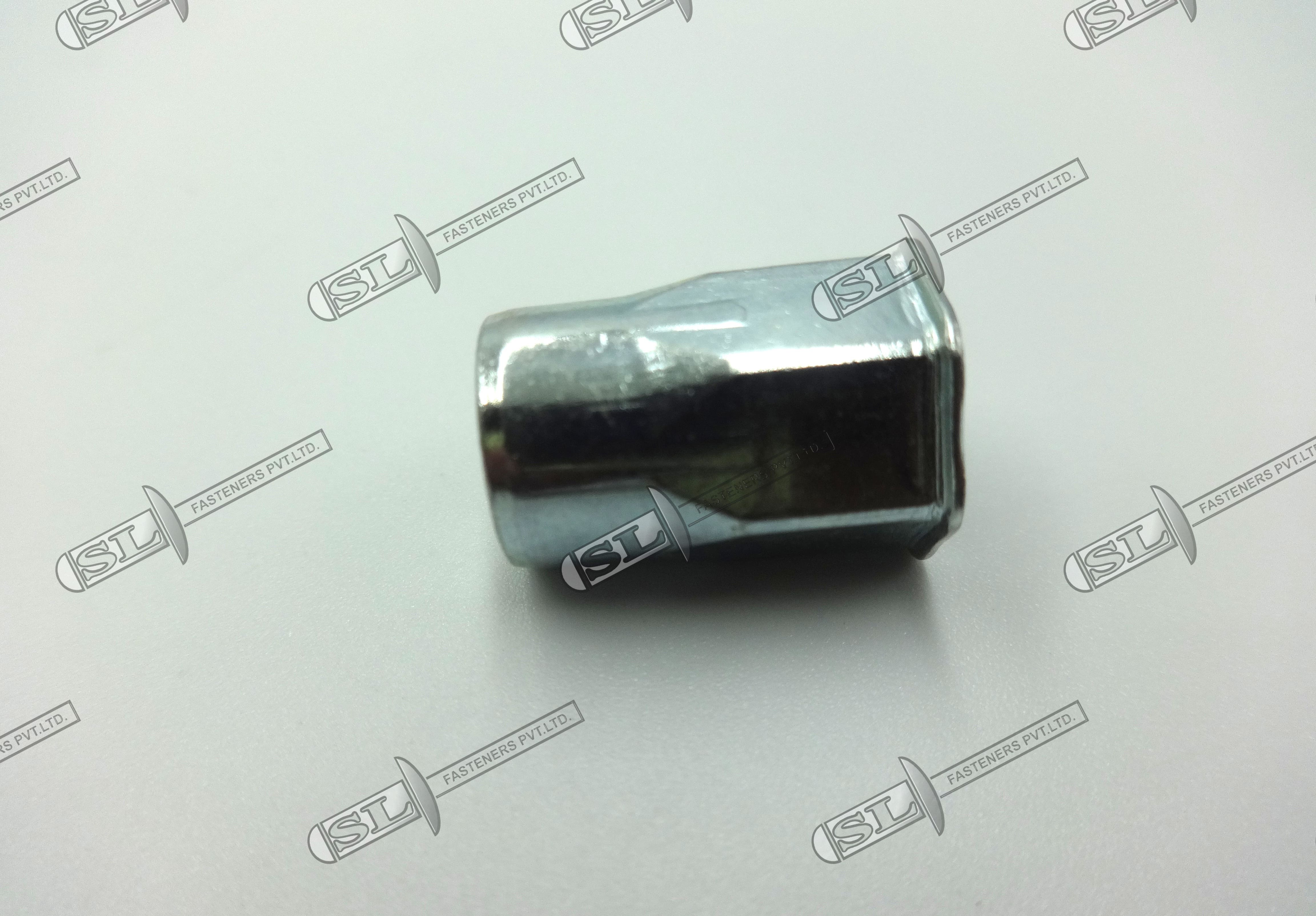 Open End Blind Rivet Nut - Reduced Head Semi Hex Body (Steel) - Color: Silver