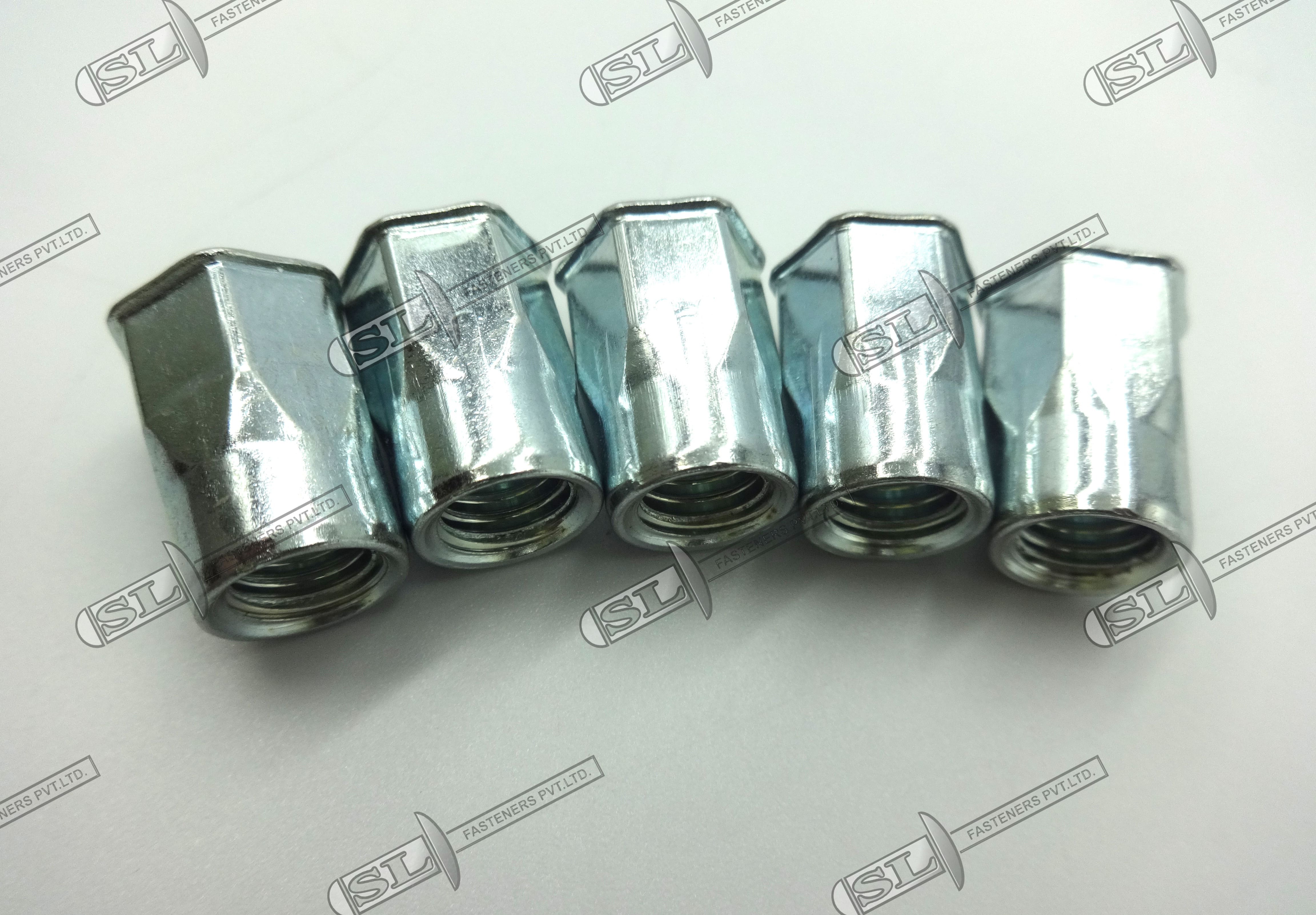 Open End Blind Rivet Nut - Reduced Head Semi Hex Body (Steel) - Color: Silver
