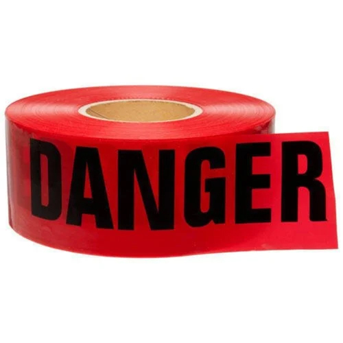 Safety Warning Tape - PVC Material, 3 Inch Width , Vibrant Red Color for Marking Hazardous Areas in Construction Sites