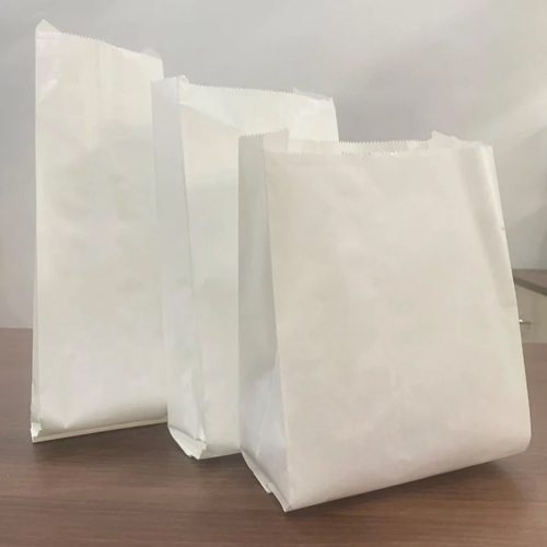 सफेद पेपर फूड बैग - कोटेड पेपर, 5 kg अधिकतम लोड, सफेद रंग | ऑफसेट प्रिंटिंग, अनुकूलन योग्य डिजाइन, पर्यावरण के अनुकूल और रिसाइकिल करने योग्य