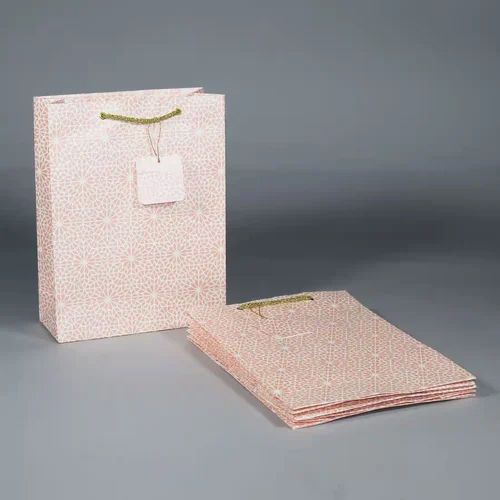 Ratan Jaipur Mosaic Peach Handmade Paper Gift Bag - Color: Multi Colour